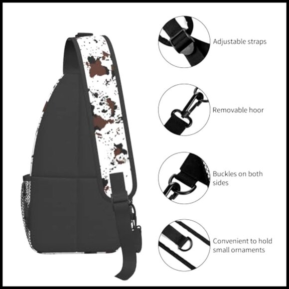 Cow Print Crossbody Sling Backpack Adjustable Strap 15.3 Inch Daypack main image 5